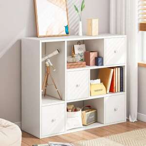 Dulap alb cu 4 uși cu rafturi, 96x24x80 cm, pentru dormitor sau living - Nonbrand Comode