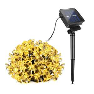 Napelemes cseresznyevirág fényfüzér, meleg fehér, 50 LED, kültéri - Nonbrand Fényfüzér