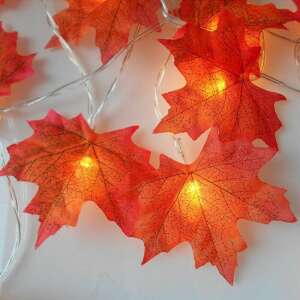 Elemes 40 LED-es Juharfa levél fényfüzér, 8 méter hosszú, meleg fehér fényekkel, őszi dekorációhoz - Nonbrand Fényfüzér