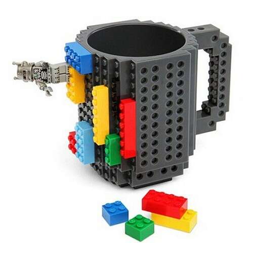 Lego bögre, OEM bögre, lego dizájn, 350 ml, piros, építőkockás bögre piros var-4830