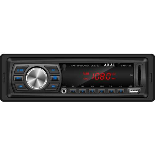 Radio auto AKAI CAU-7120, cititor de carduri SDM/MMC, port USB 2.0, 4x25 W, display LED