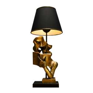 Lecture Asztali lámpa fekete és arany színben, egyedi olvasó ember szoborral - Proda