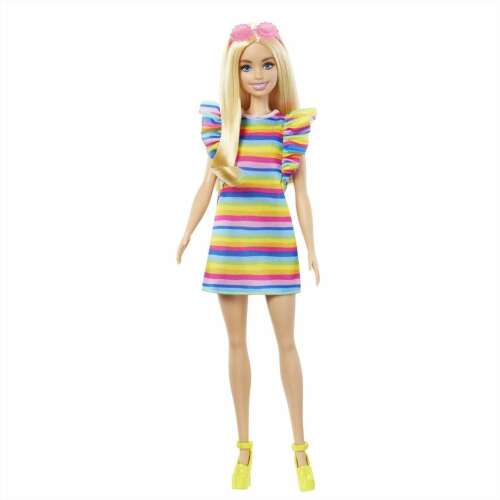 Barbie Fashionista barátok - Baba szivárvány csíkos ruhában