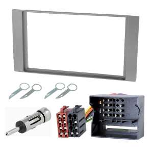 Ford Focus, C-Max, Fiesta, Fusion 2005->, S-Max, Transit, Galaxy 2006->, Kuga 2008-> 2DIN Ezüst Autórádió beépítő szett - Autóelektronika
