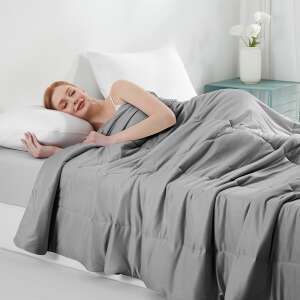 Dollcini 4 évszak Nyár paplan, 200 x 230 cm, 100% Rostok, 2.5 kg, szürke, cooling blanket, summer blanket, breathable, lightweight, comfortable, machine washable - Duvet