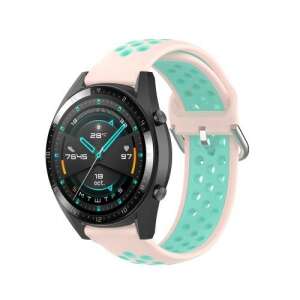 Rózsaszín és cián színű szilikon sport óra szíj Samsung Galaxy Watch 46mm, Watch GT2 46mm, Watch GT 2e, Gear S3 Frontier, Honor MagicWatch 2 46mm órákhoz - Okosóra szíj