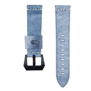 Kék bőr okosóra szíj Samsung Galaxy Watch 46mm, Gear S3 Classic, Gear S3 Frontier és Honor MagicWatch 2 46mm órákhoz - Okosóra szíj