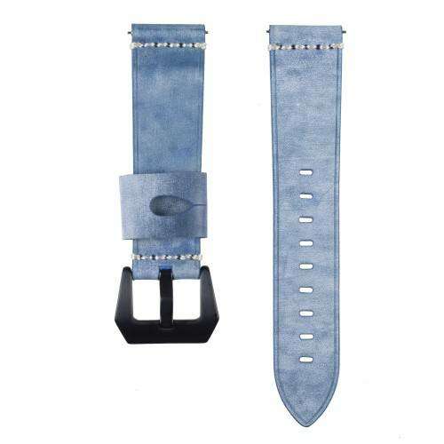 Kék bőr okosóra szíj Samsung Galaxy Watch 46mm, Gear S3 Classic, Gear S3 Frontier és Honor MagicWatch 2 46mm órákhoz