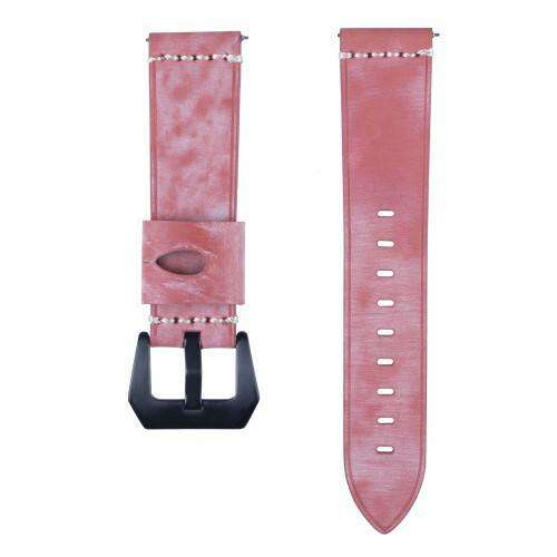 Piros bőr okosóra szíj Samsung Galaxy Watch 46mm, Samsung Gear S3 Classic, Gear S3 Frontier és Honor MagicWatch 2 46mm órákhoz