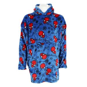 Spiderman Plush Blanket Poncho for Adults, Blue Spiderman Design - Blanket
