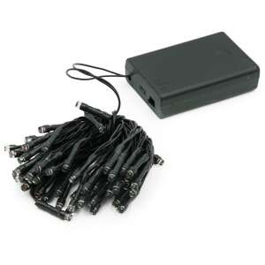 50 LED-es karácsonyi fényfüzér, 4,8 méteres, elemes, fekete vezeték, hideg fehér, akkumulátorral - Nonbrand Fényfüzér