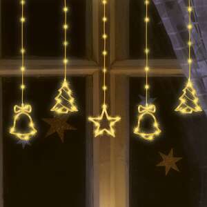 Otthoni karácsonyi Micro LED-es, figurás fényfüggöny KAF 11/WW, melegfehér, ablakdísz, karácsonyi fények, karácsonyi dekoráció, ünnepi fények - Fényfüzér