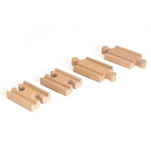 Brio Mini Set de șine drepte, set de șine de tren din lemn, 4 bucăți - Tren, element feroviar, autostradă