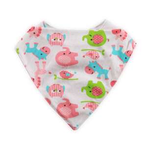 Baby Care nyálkendő állatmintával, rózsaszín, kék és zöld színben - Nyálkendő