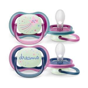 Philips Avent Ultra Air Nighttime Glow-in-the-Dark Pacifier, 2 Pack, Girl Design - Feeding