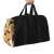 Black firewood carrier bag with handles, carrying firewood