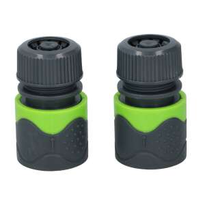 Conectori pentru furtun de grădină Kinzo de 1/2 inch, pachet de 2, cu oprire de apă - Accesorii irigare