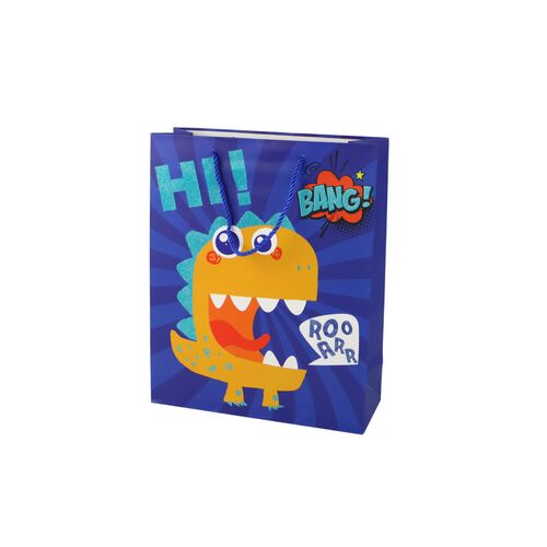 Kék dinoszaurusz papír ajándéktáska 32cm x 26cm x 10cm 16737