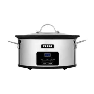 TESLA SlowCook S800 Deluxe slow cooker, stainless steel, digital display, 5.6 liters - Electric Cookware