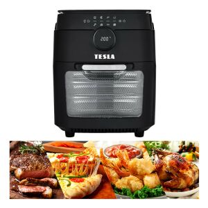 Tesla AirCook & Grill QG800 Air Fryer Oven with food collage - Tesla Air fryer