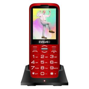 Evolveo EasyPhone XO 2G Dual SIM mobile phone, red, with charging stand - Mobile Phone