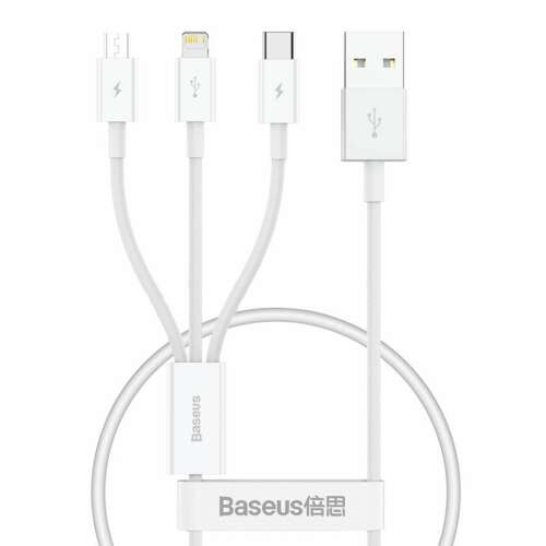 Baseus Superior Data 3,5A 0,5m fehér USB-C, Lightning, Micro USB töltőkábel - Baseus