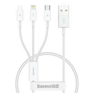 Kabel ładujący Baseus Superior Data 3,5A 0,5m biały USB-C, Lightning, Micro USB - Kabel Lightning