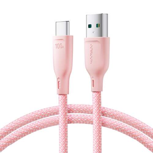 Kabel Joyroom Multi-Color Series SA34-AC6 USB-A do USB-C, szybkie ładowanie 100W, 1m, różowy