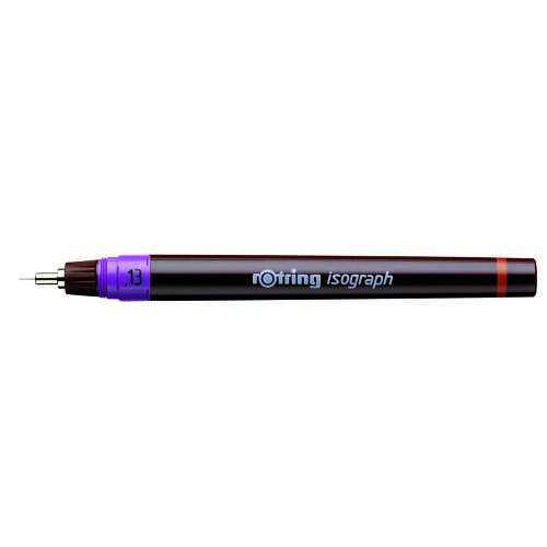 Rotring Isograph műszaki rajztoll, 0,13 mm hegyű, újratölthető, barna