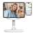 Baseus Seashell Series adjustable tablet stand, white, in use, holding tablet and phone
