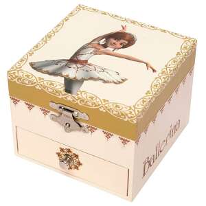 Ballerina musical jewelry box with drawer, featuring Felicie from the movie Ballerina, plays Swan Lake - Trousselier