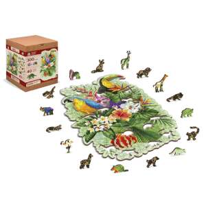 300-teiliges Holzpuzzle mit tropischen Vögeln und Blumen, mit 40 einzigartigen Formen, von Joseph Burgess - Puzzle