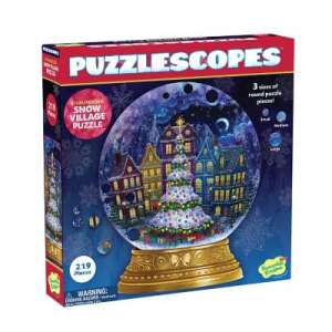 Puzzlescopes Snow Village Puzzle 219 Piece Round Jigsaw Puzzle - Puzzle