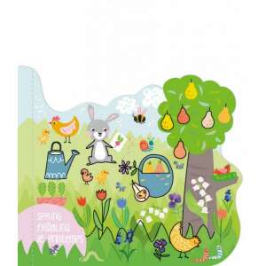 Książka do malowania wodą Magic Water Painting 4 pory roku 3 w 1 Gra od Avenir, strona z motywem wiosennym z królikiem, kwiatami i drzewem - Książka dla dzieci i młodzieży