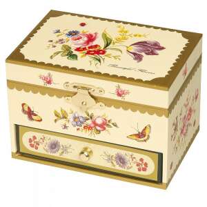 Zenedoboz musical jewelry box with ballerina figurine, closed, floral design - Trousselier