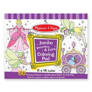Melissa & Doug Jumbo Hercegnők és Tündérek Színező Pad, 50 lap színező oldal hercegnőkkel, tündérekkel, várakkal és hintókkal - Melissa & Doug