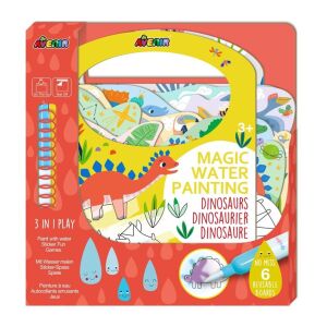 Avenir Kids Magic Water Painting Book - Dinosaurs theme, reusable coloring book with water pen - Activity Book, Coloring