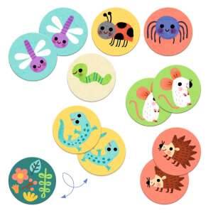 Djeco Memo Small Animals Memory Game, 32 pieces, matching game for kids, featuring cute animal illustrations - Memory Game