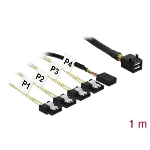 Delock Mini SAS HD SFF-8643 - 4x SATA fordított breakout kábel, 1 méter - SAS kábel