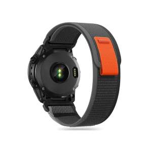 Каишка за часовник Garmin Fenix 3 / 5X / 3HR / 5X Plus / 6X / 6X Pro / 7X - найлон, черен/оранжев - Каишка за умен часовник