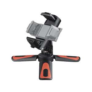 Hama Pocket II Rotation Stativ für Smartphone und Tablet, schwarz und rot, Beine zusammengeklappt - Tripods