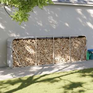 vidaXL horganyzott acél rönktartó, tűzifa tároló, kültéri, kert, 300 x 45 x 100 cm - Kandalló & Kályha kiegészítő