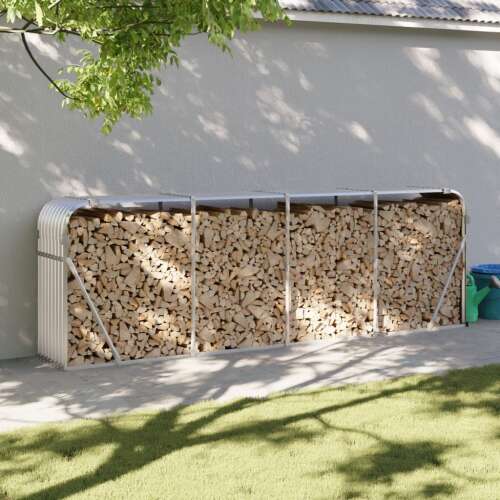 vidaXL horganyzott acél rönktartó, tűzifa tároló, kültéri fa tároló, tűzifa tartó, rönk tároló, tűzifa állvány, 300 x 45 x 100 cm