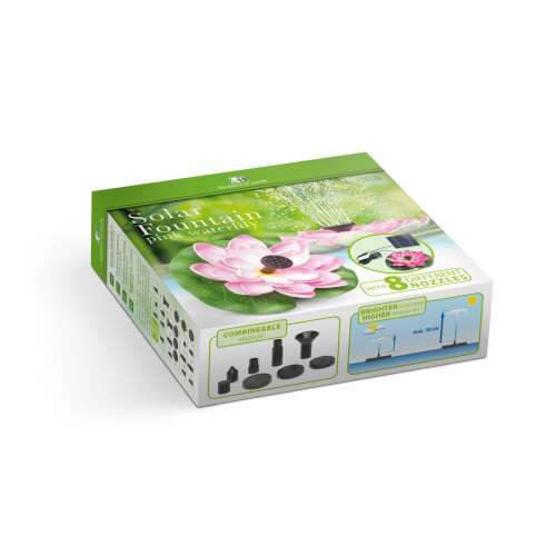 Garden of Eden napelemes kerti szökőkút, Szolár szökőkút - 11224b Szolár szökőkút - tavirózsa rózsaszín  -180 x 170mm