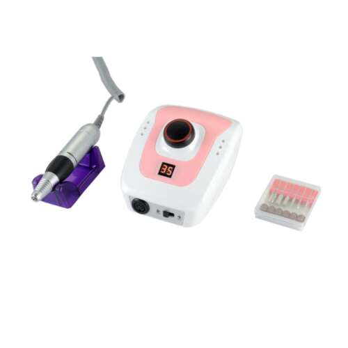 Rózsaszín elektromos körömfúró HBS-508 tartozékokkal, professzionális körömápoláshoz