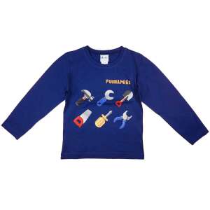 Fiúknak kék hosszú ujjú póló szerszámos mintával, Puuhamies márka - Gyerek hosszú ujjú póló