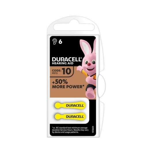 Duracell 10-es Méretű Hallókészülék Elem, 6 darabos csomag