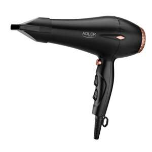 Adler AD2244 hair dryer with diffuser and ionic function, black and gold - Adler