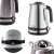 Collage of the Camry CR1291 electric kettle, showing different angles and features