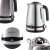 Collage of the Camry CR1291 electric kettle, showing different angles and features